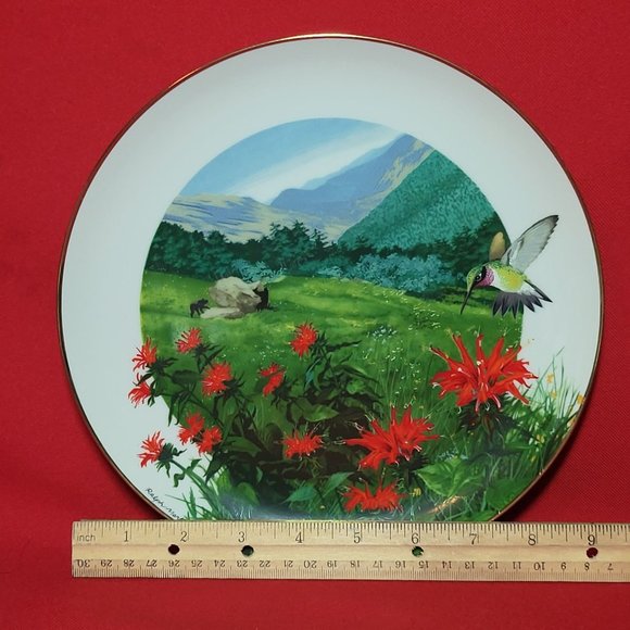 VTG Decorative Plate Royal Windsor Bee Balm Wildflowers of the South Gold Trim - Picture 11 of 12